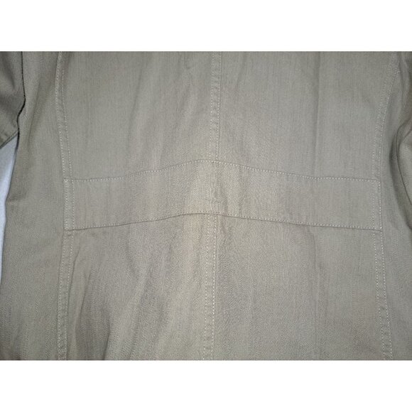 Chico's Utility Olive Green Beaded Cuff Jacket Women's Cotton Blend Open Front L - Picture 9 of 10